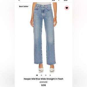 Agolde Harper Jean mid rise relaxed straight size 26 in color flash